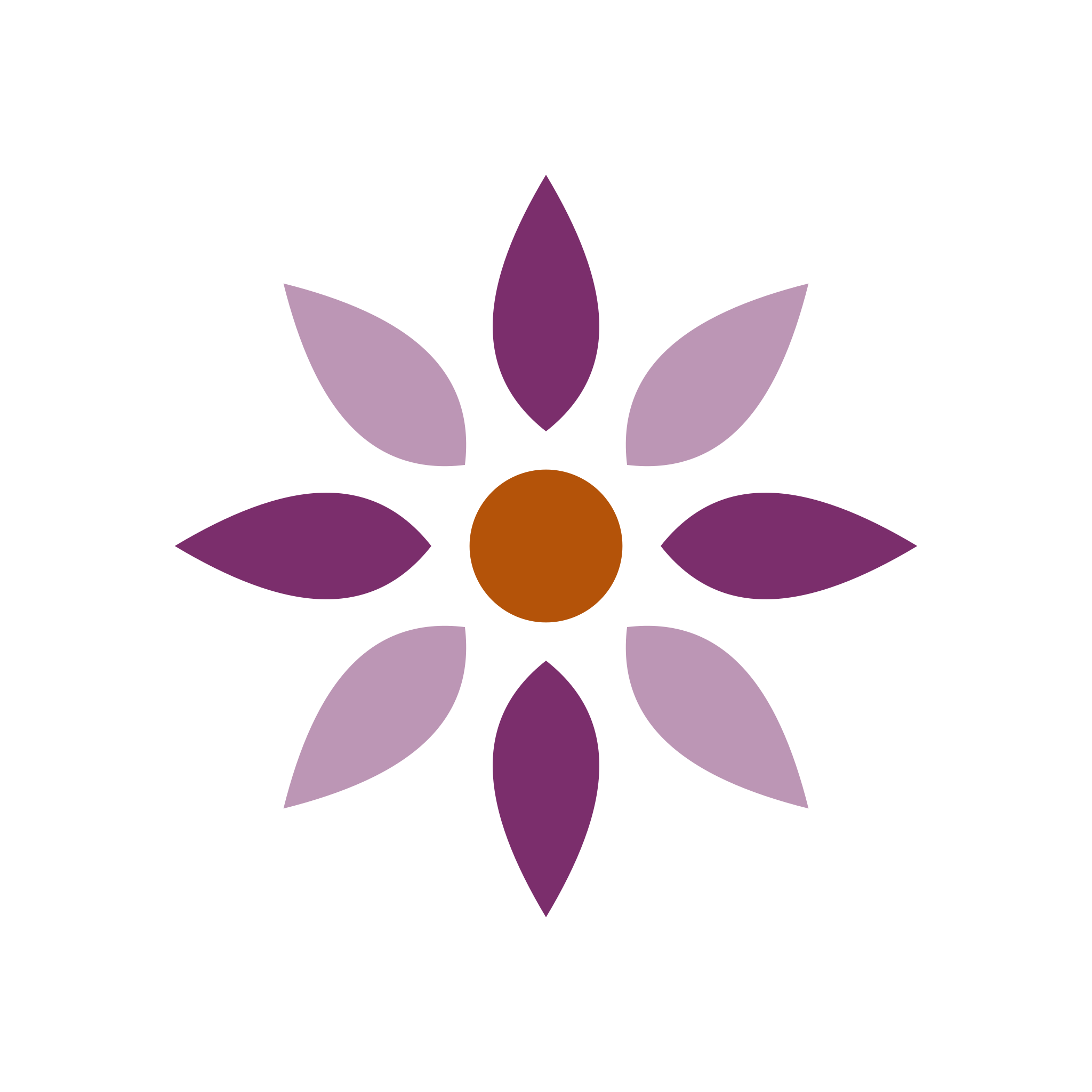 The EmailFig mark, eight plum seeds around an apricot centre, on white